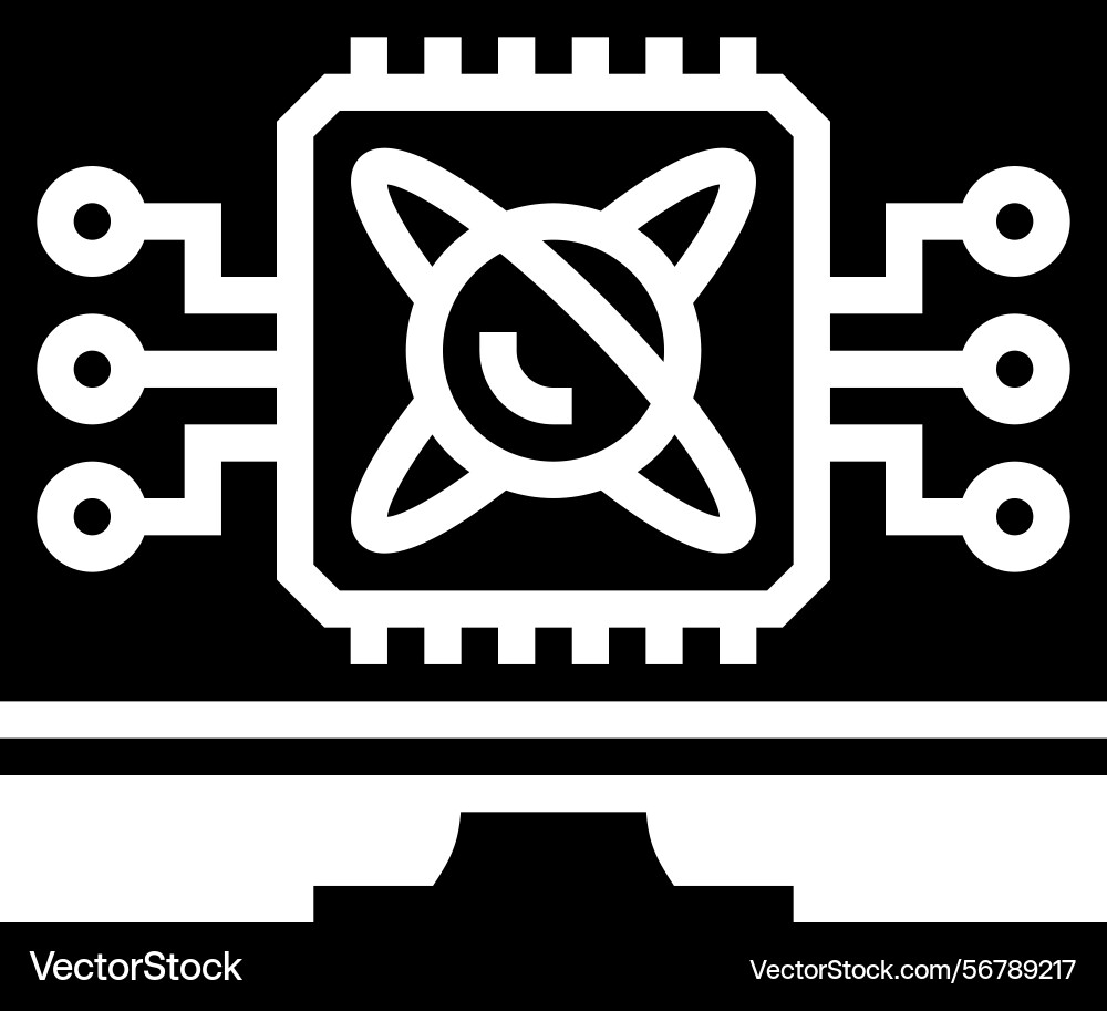 Algorithm Bildschirm Quantencomputer Glyph-Symbol Algorithm Bildschirm Quantencomputer Glyph-Symbol vektorbild
