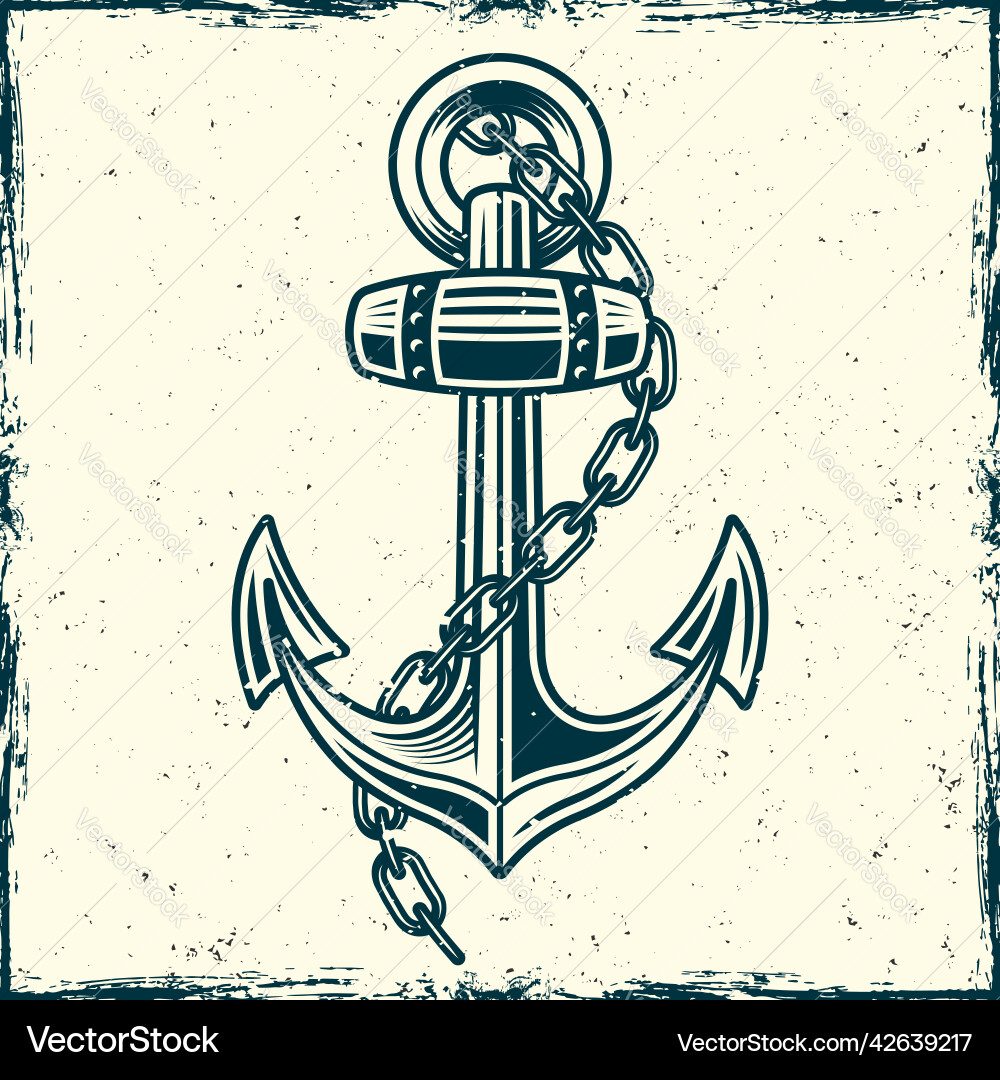 Anchor with chain object in vintage style Vector Image