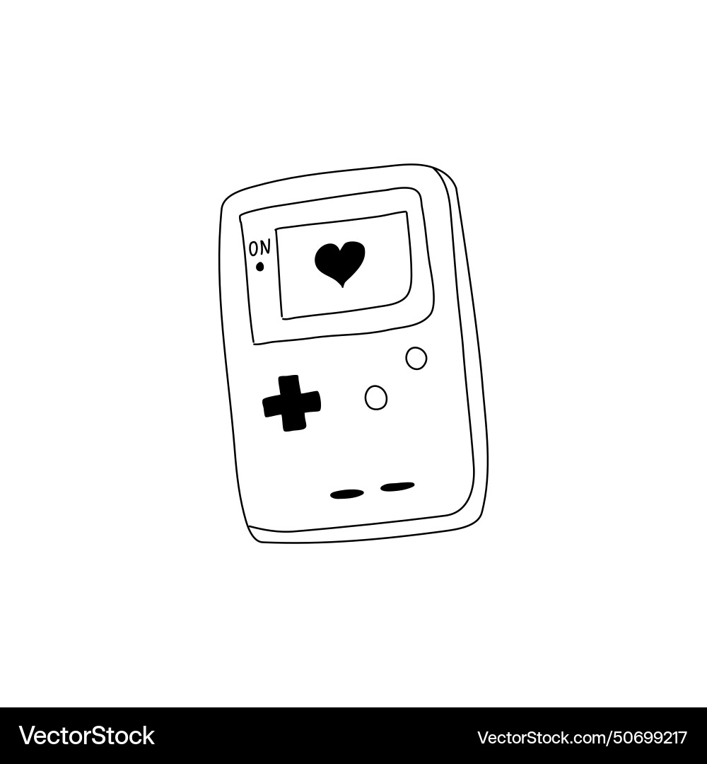 Handheld game console doodle with heart icon Handheld game console doodle with heart icon vector image