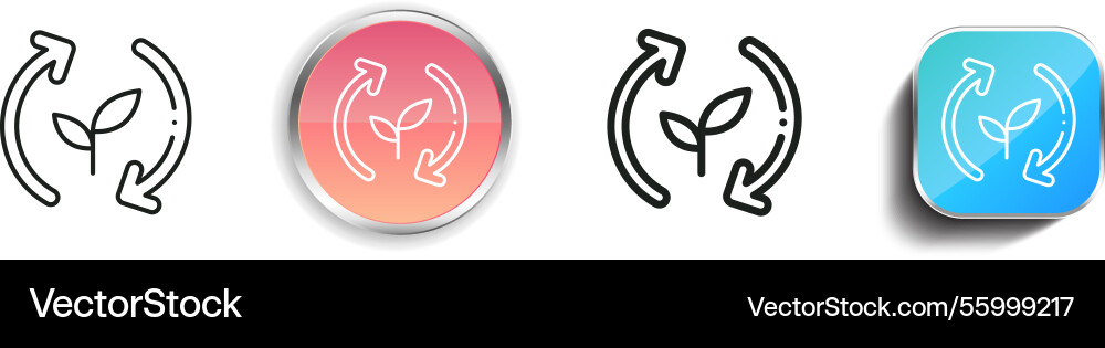 Leaf icon thin linear regular and button style vector image