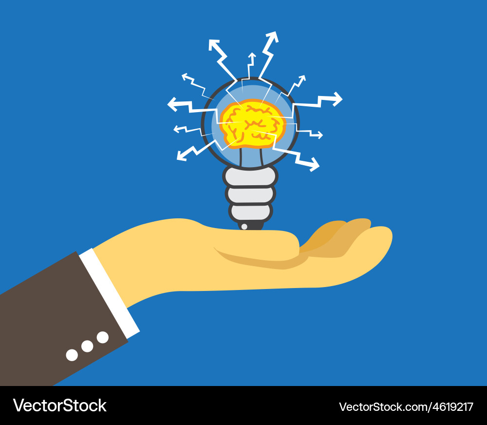 Lightbulb with brain inside vector image