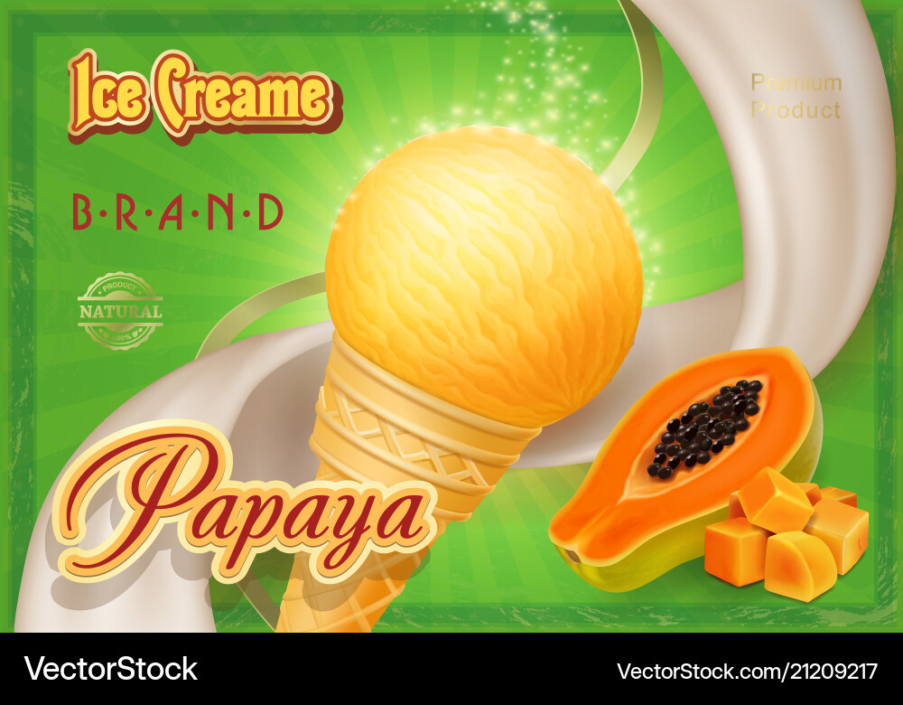 Papaya ice cream advertising design vector image