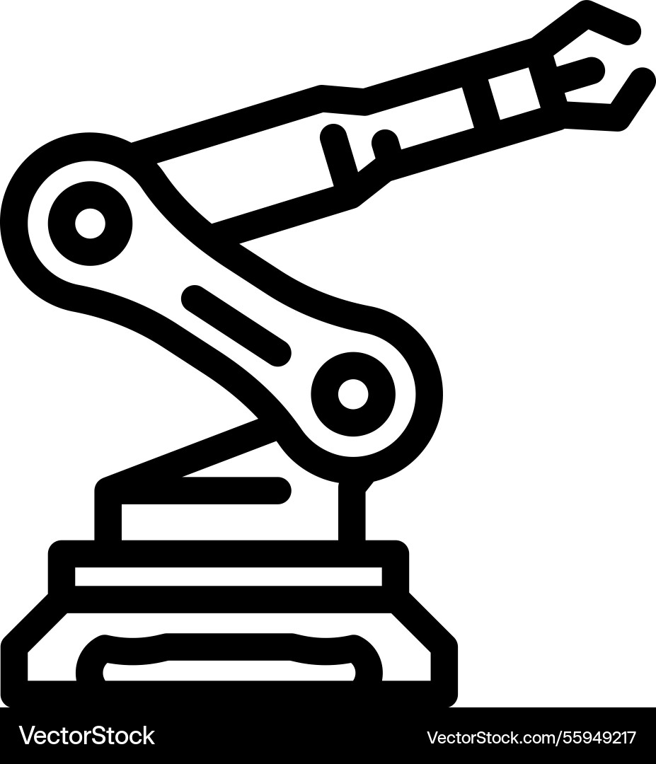 Robotic arm ai integration line icon Robotic arm ai integration line icon vector image