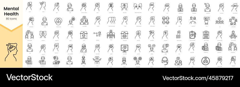 Set von psychischen Gesundheits-Icons einfache Linie Kunst Stil Set von psychischen Gesundheits-Icons einfache Linie Kunst Stil vektorbild