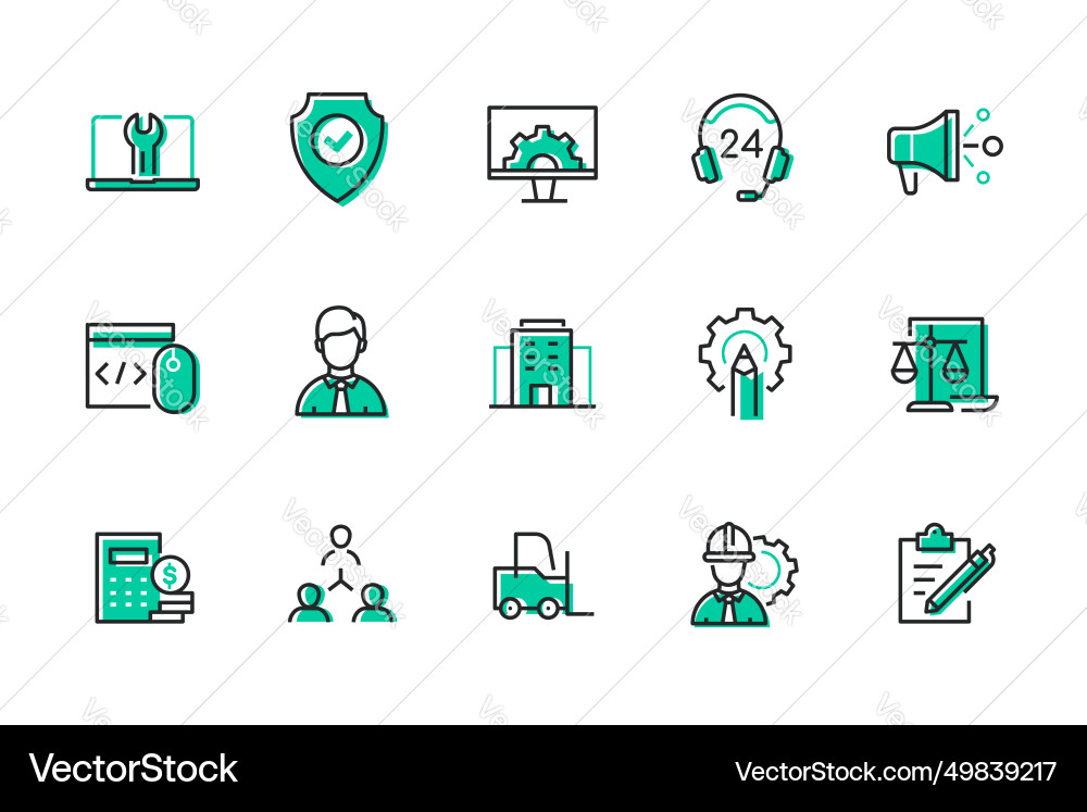 Setup and technical support - set of line design vector image