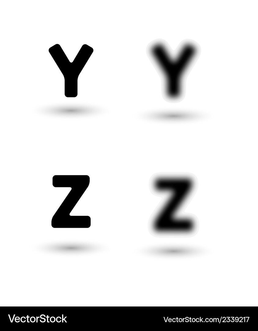Sharp and unsharp alphabet letters font Vector Image