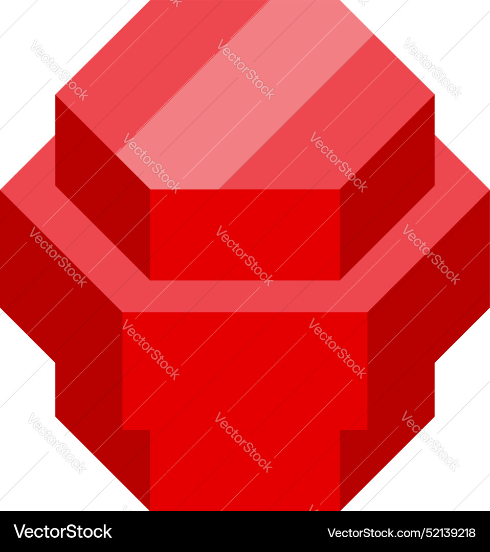 3d rendering of a red hexagon forming three Vector Image