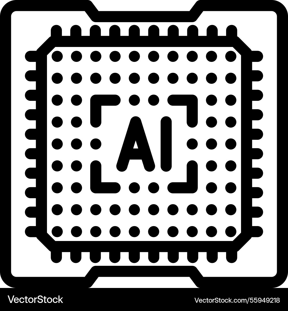 Computer chip ai integration line icon Computer chip ai integration line icon vector image