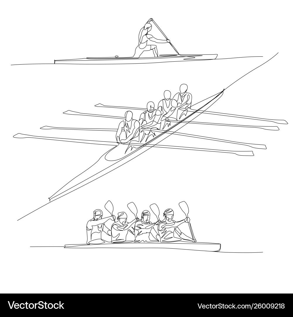 Continuous Rowing Line Art vector image