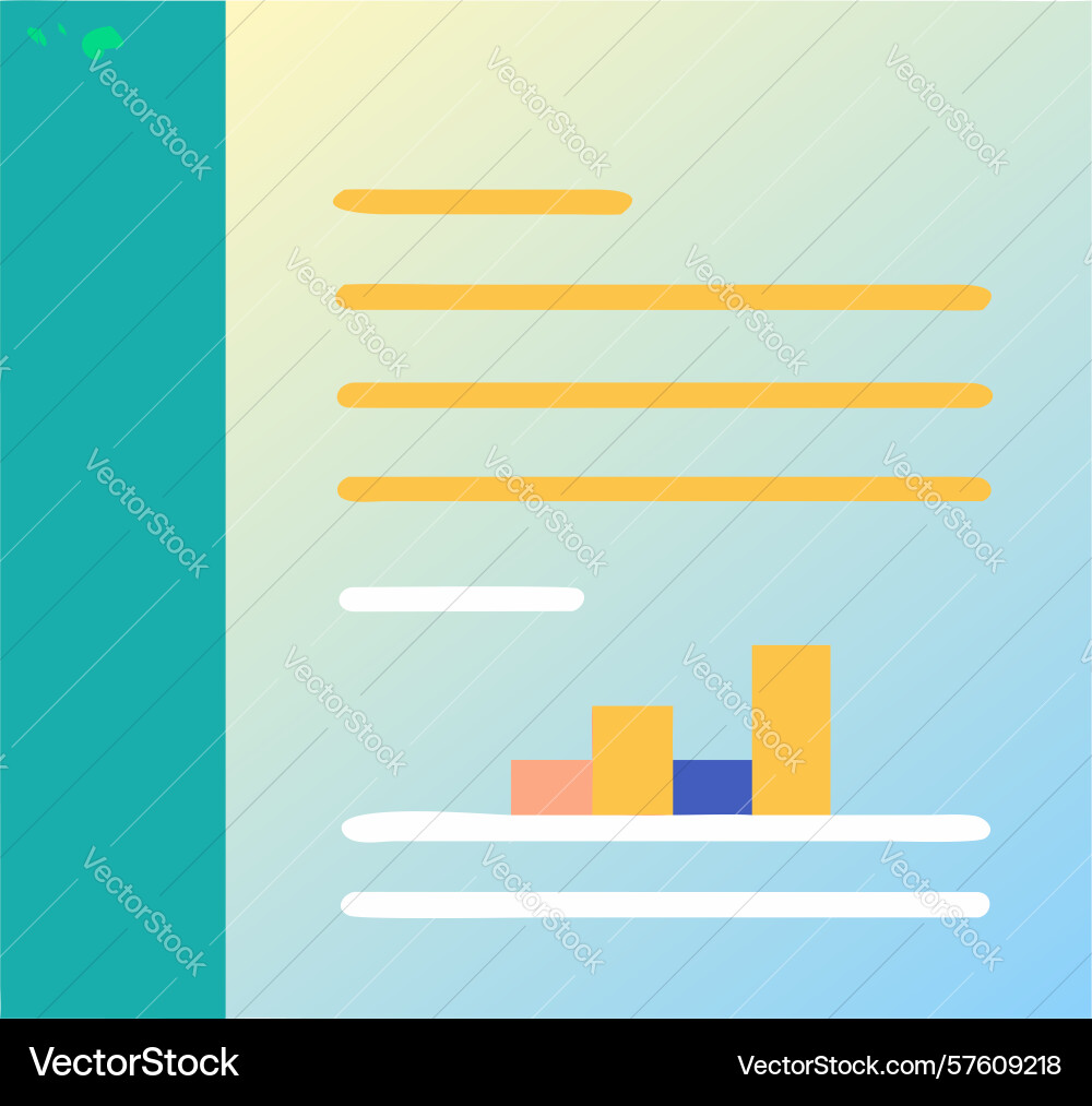 Document with list and graph icon organized data vector image