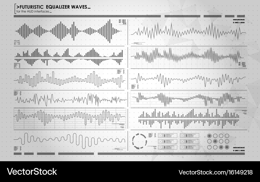 Futuristic equalizer waves for the hud interfaces vector image