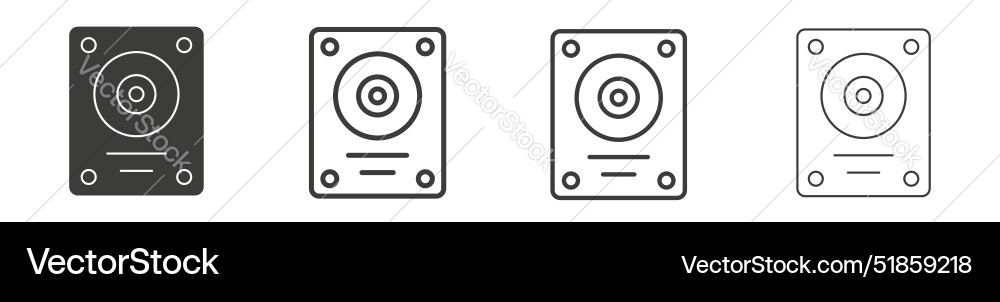 Hard disk icon set internal memory drive storage Vector Image