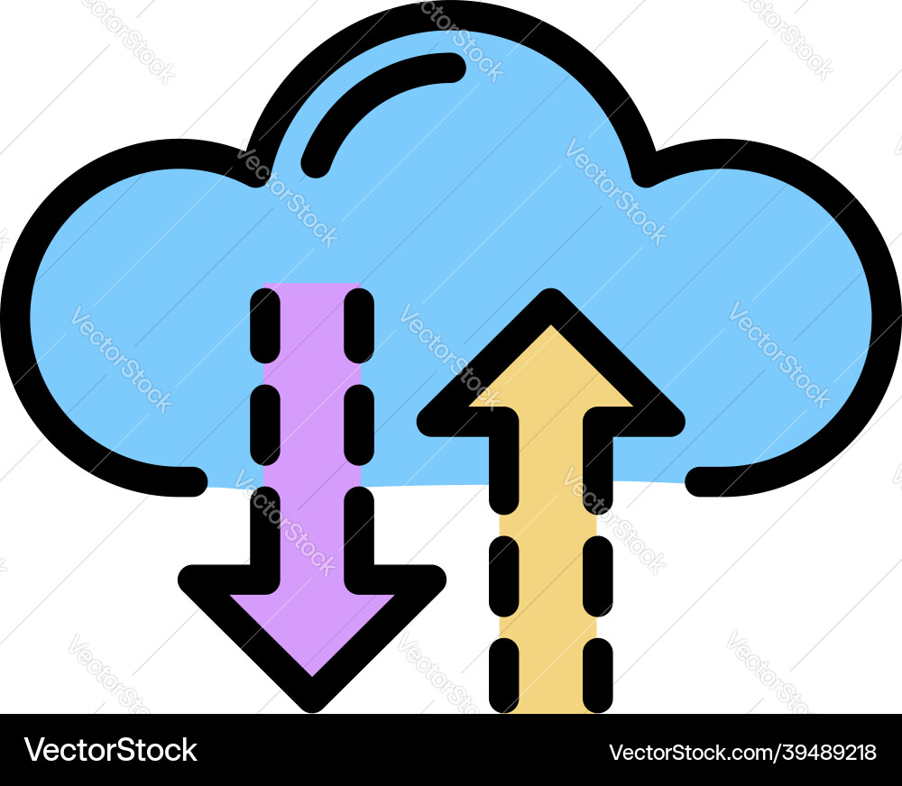 Interaction with the cloud icon color outline Interaction with the cloud icon color outline vector image