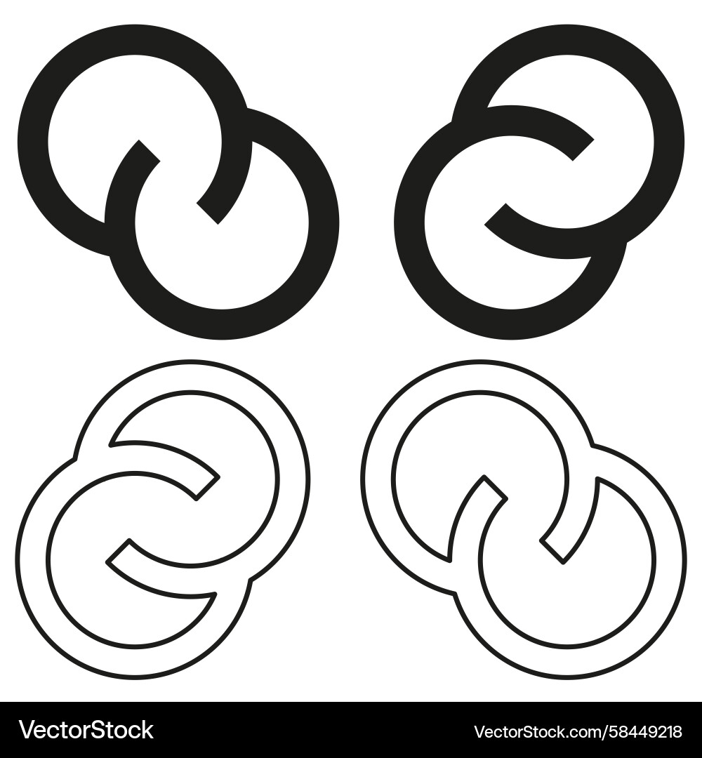 Interconnected Ring Icons - Loop & Chain Vector Image