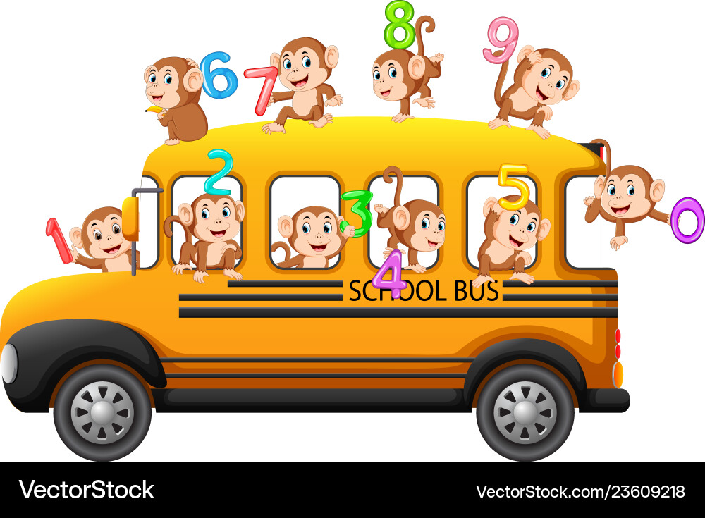 Lets count with monkey on the school bus Lets count with monkey on the school bus Vector Image