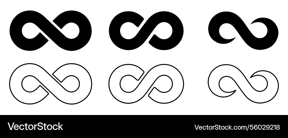 Set of infinity symbol endless loop icon Vector Image