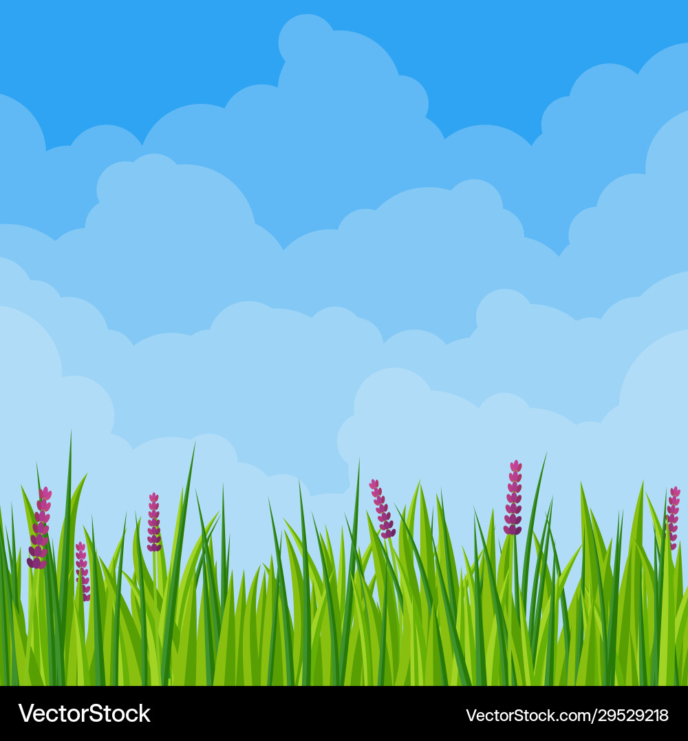 Spring Meadow Cloudscape Vector Image