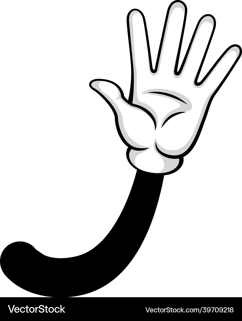 Wave hand cartoon black white clip art vector image