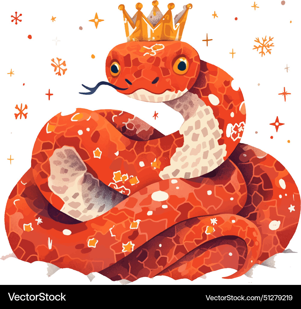 2025 red snake with a crown on its head vector image