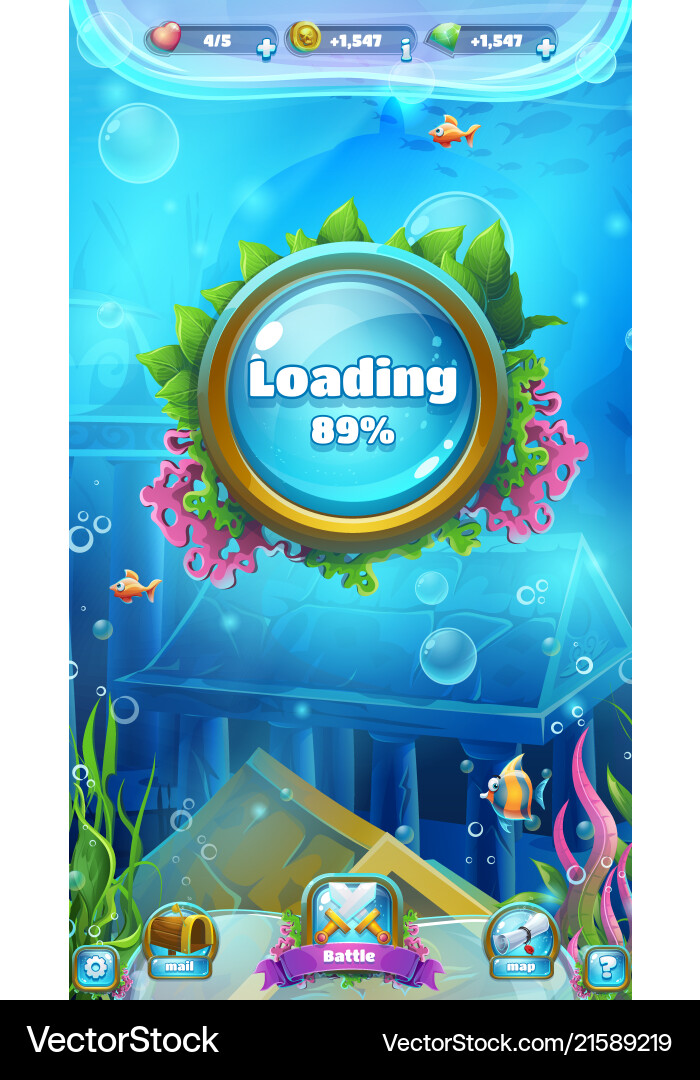 Atlantis ruins gui - mobile format loading screen Atlantis ruins gui - mobile format loading screen vector image