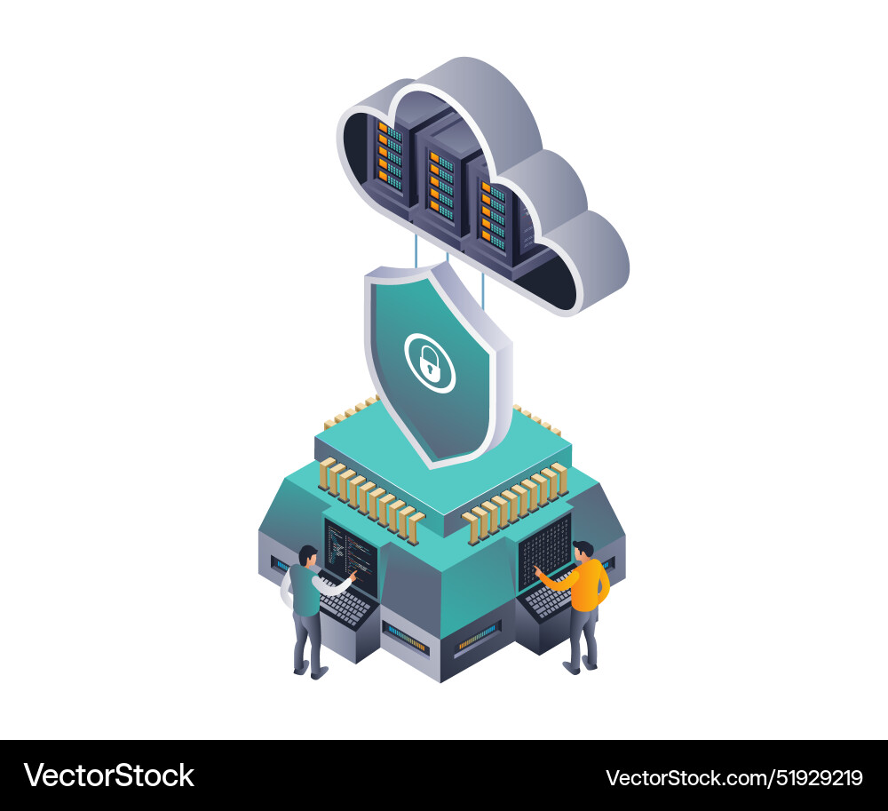 Cloud server data development and maintenance team Vector Image