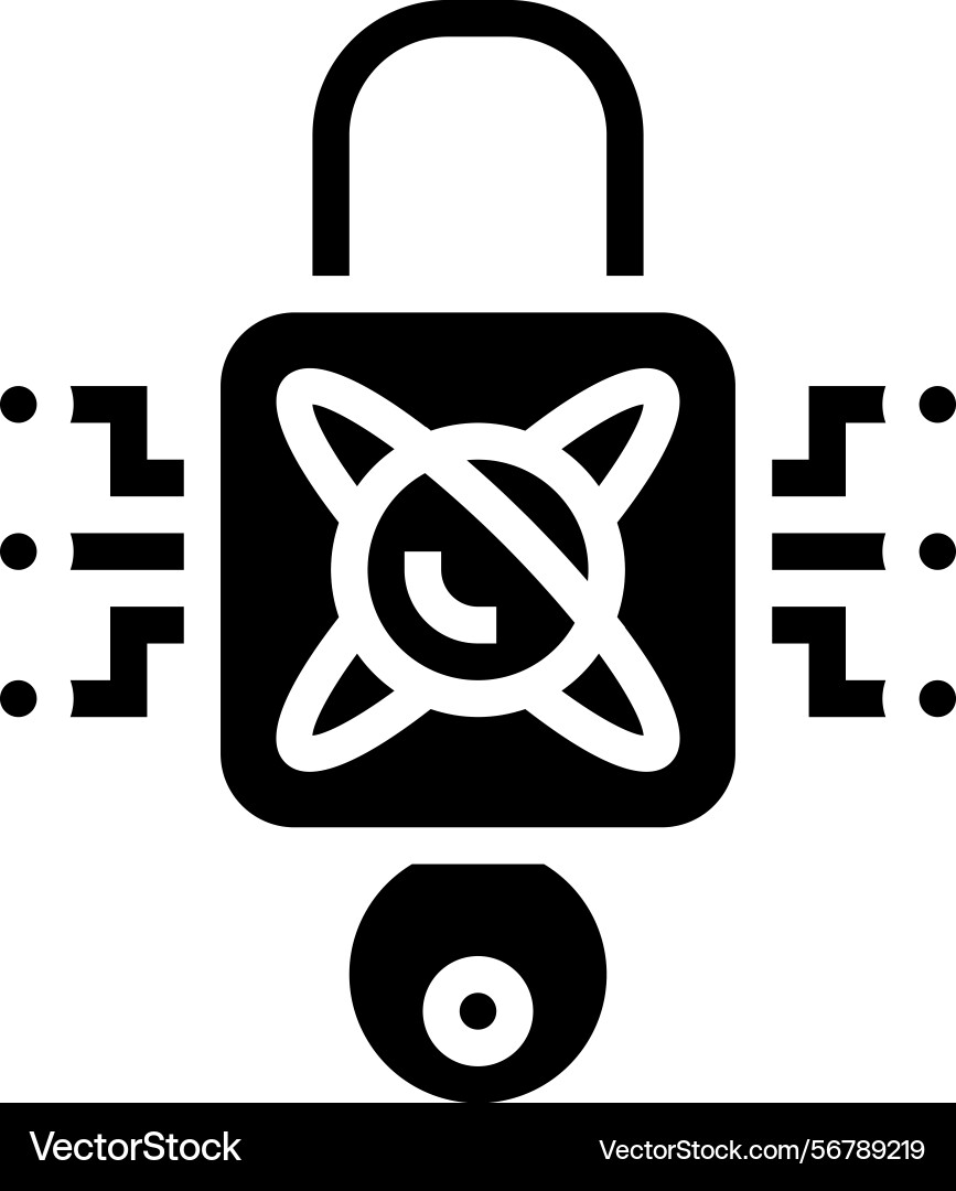 Encryption lock quantum computer glyph icon Encryption lock quantum computer glyph icon vector image