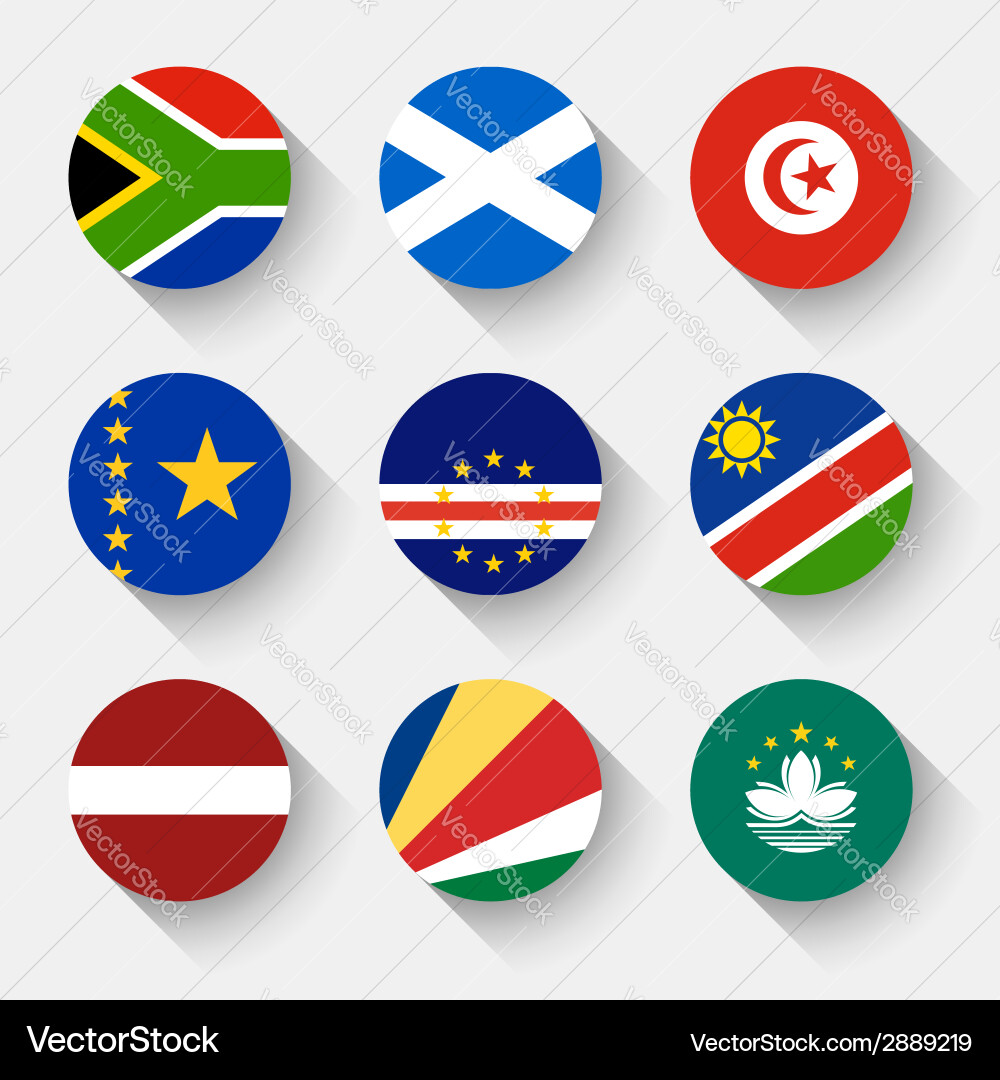 Flags of the world round buttons vector image