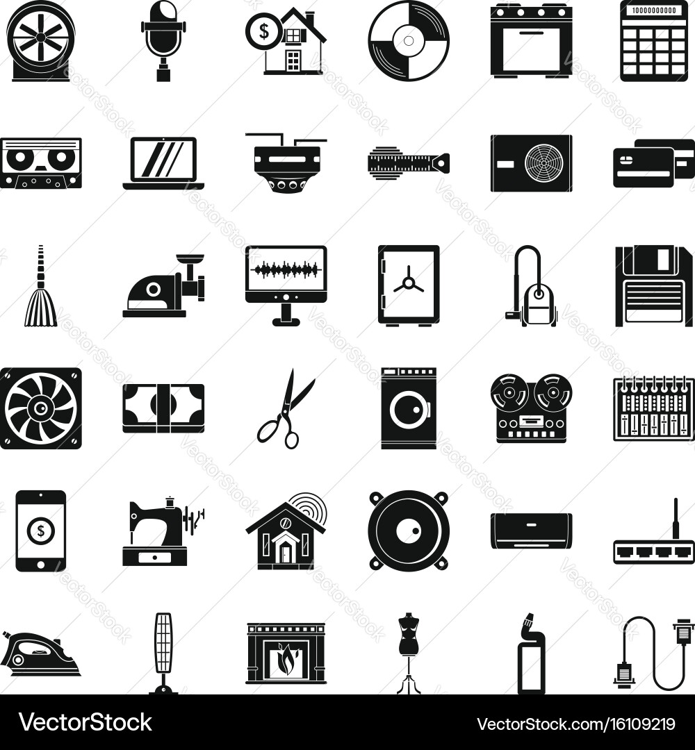 Homework appliance icons set simple style Vector Image