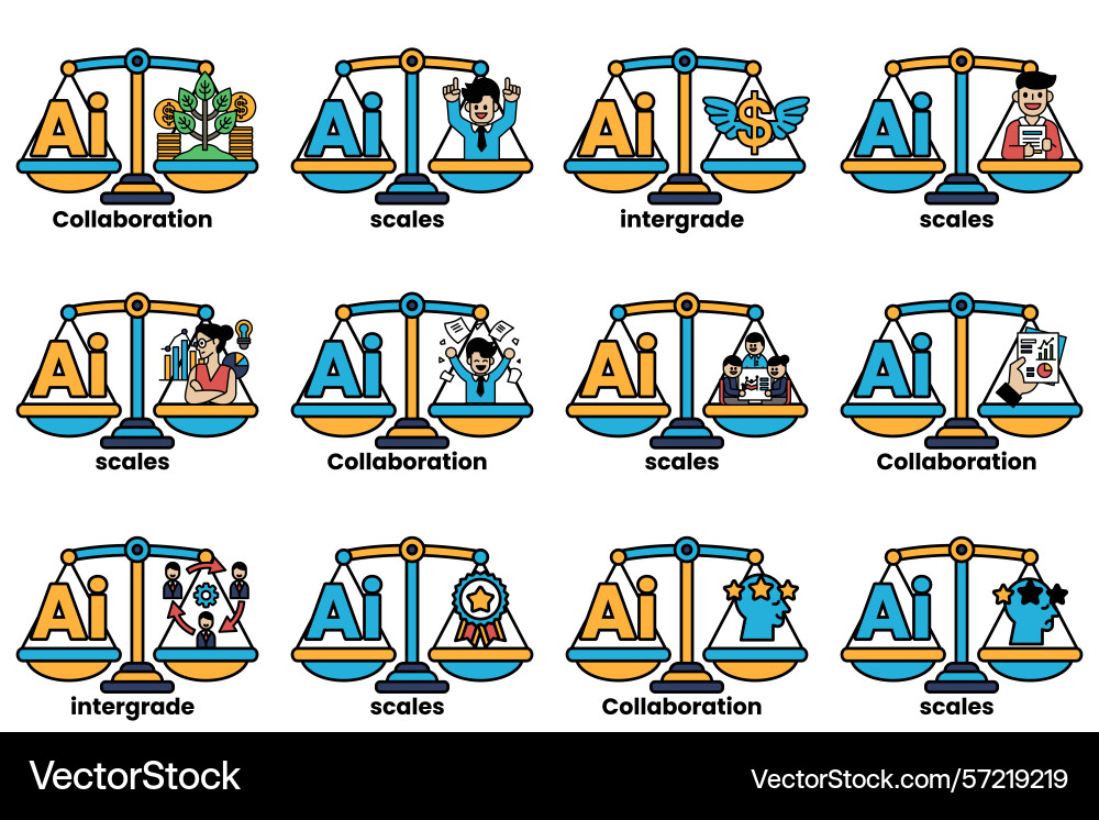 Image is a set of scales with different weights Image is a set of scales with different weights vector image