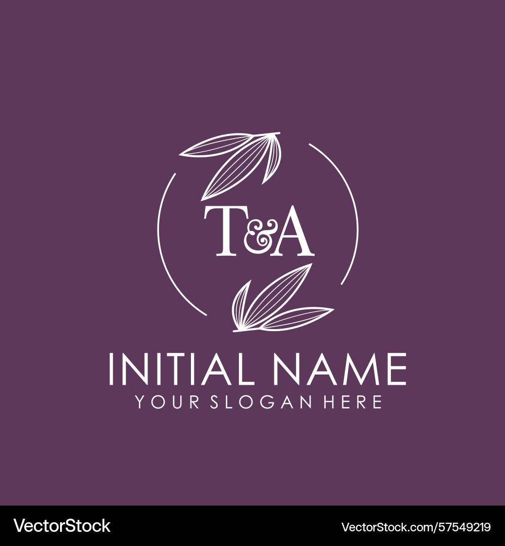 Ta initial logo with botanical circle design Ta initial logo with botanical circle design Vector Image