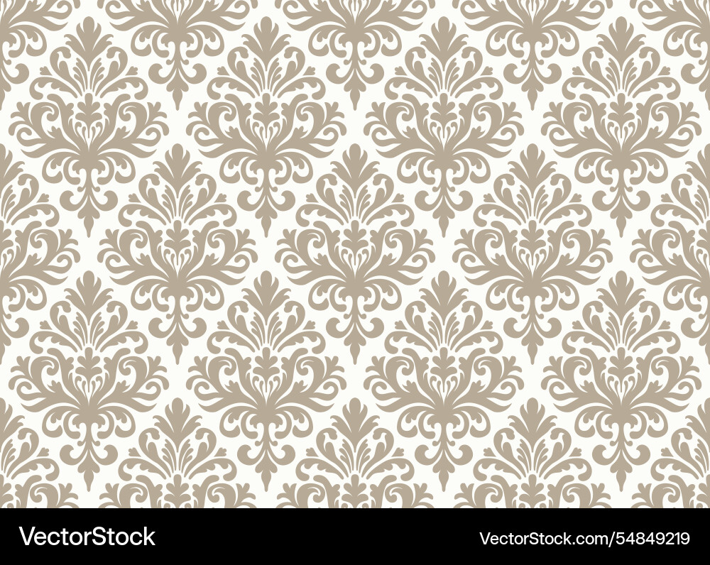 Taupe and white damask pattern with intricate Vector Image