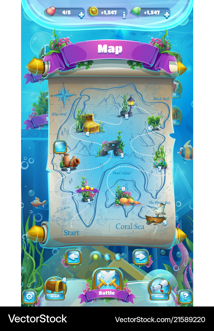 Atlantis Ruins Mobile Map vector image
