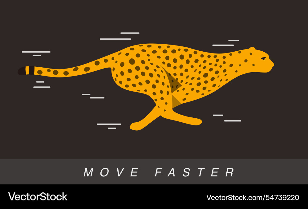 Cheetah running faster side view flat design Cheetah running faster side view flat design vector image
