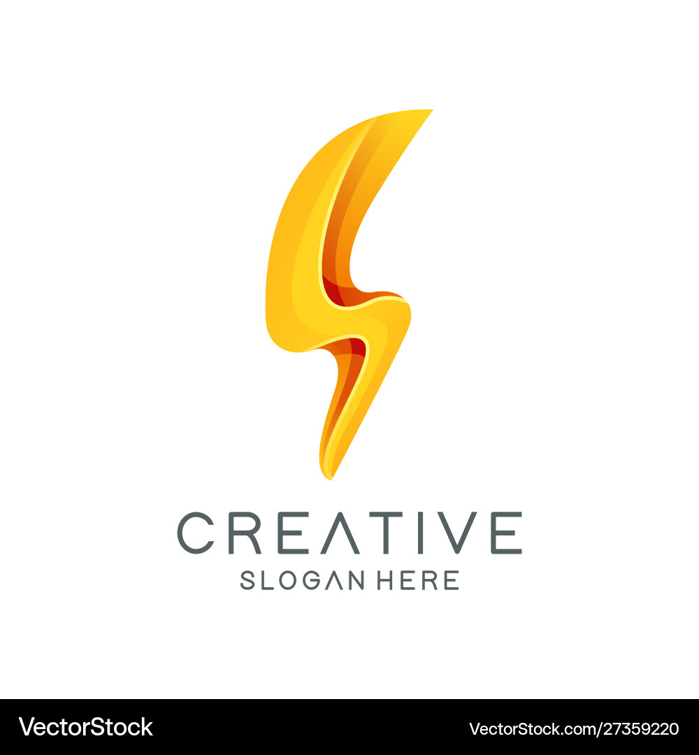 Creative flash bolt logo template Royalty Free Vector Image