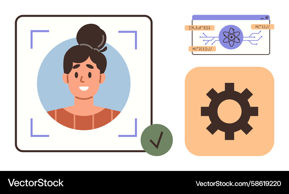 Digital identity verification with face Vector Image