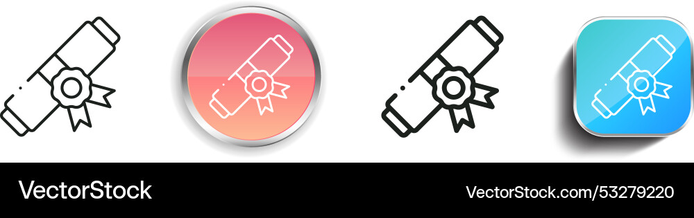 Diploma icon thin linear regular and button style Diploma icon thin linear regular and button style vector image