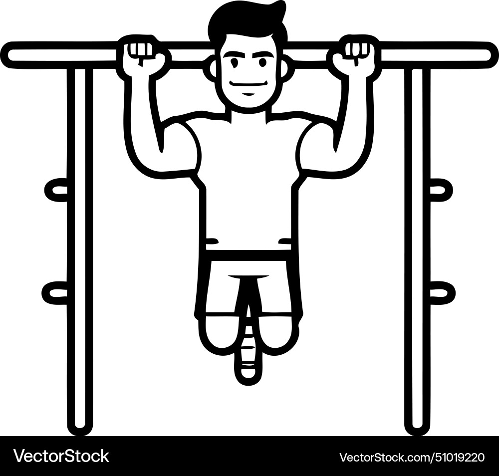 Man exercising on horizontal bar in a flat style Vector Image
