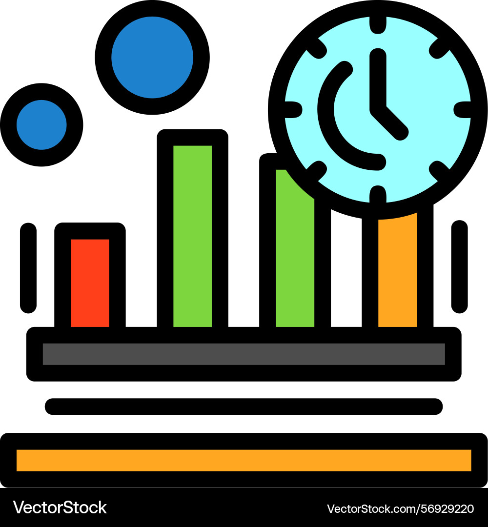 Real-time data line filled style icon design vector image