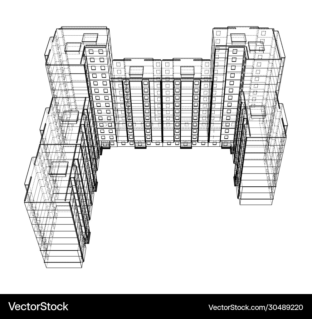 Wire-frame model a multi-storey building Wire-frame model a multi-storey building Vector Image