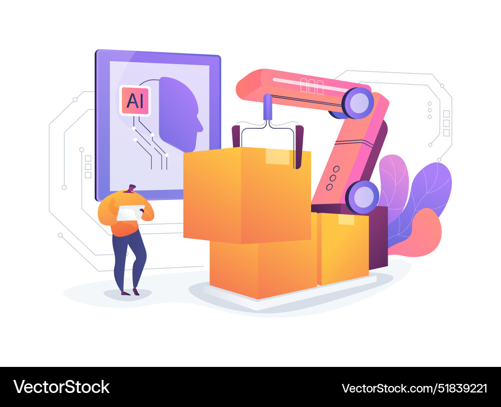 Ai-managed robotics in supply chain abstract Vector Image