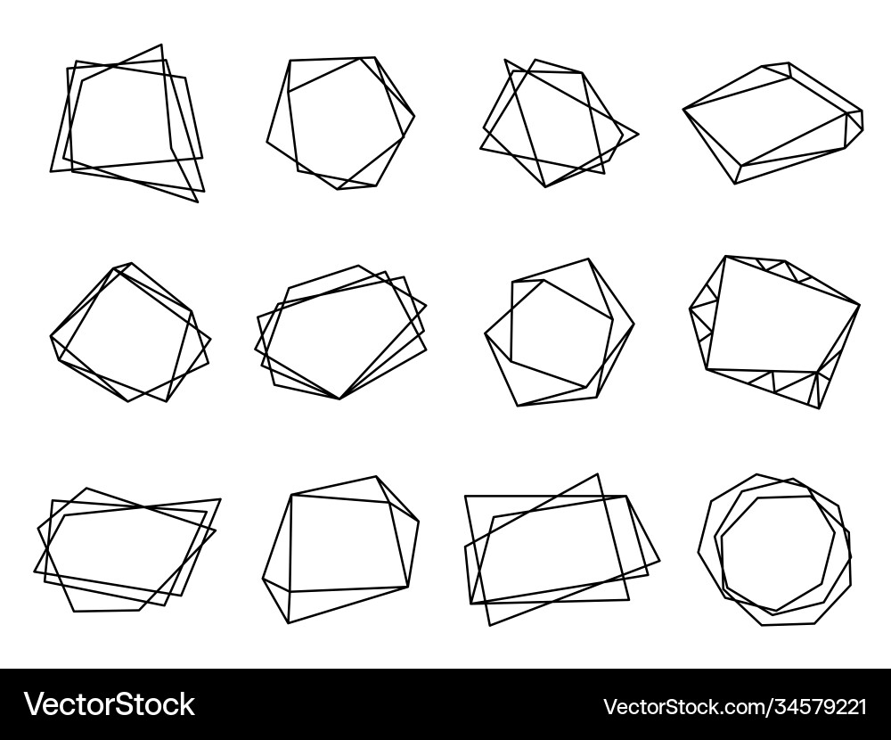 Black polygonal frames triangle polygon shape Black polygonal frames triangle polygon shape vector image