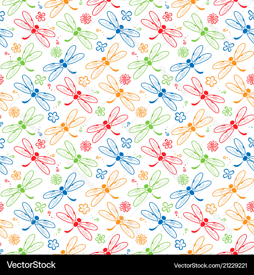 Dragonfly Colorful Pattern vector image