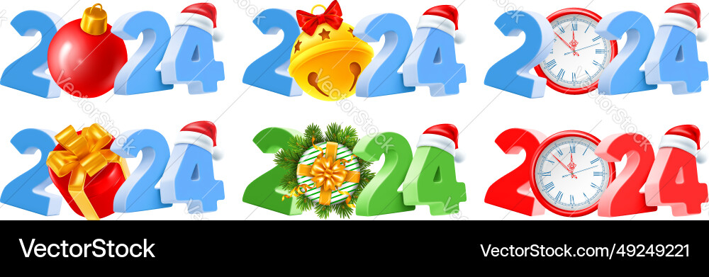 Happy new year 2024 designs set Happy new year 2024 designs set vector image