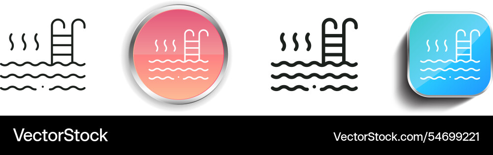 Hot pool icon thin linear regular and button vector image