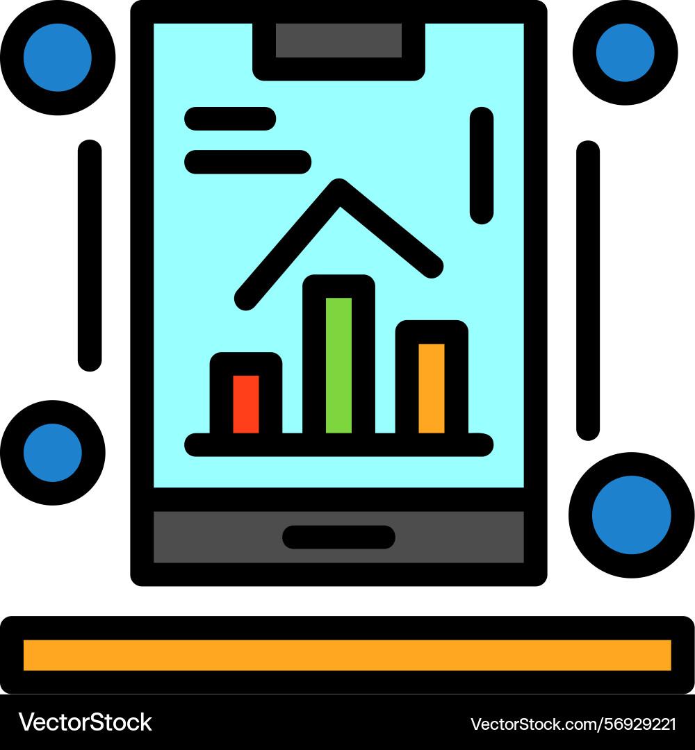 Mobile app analytics line filled style icon design vector image