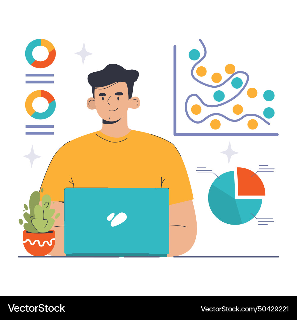 Overfitting in data analysis concept flat vector image