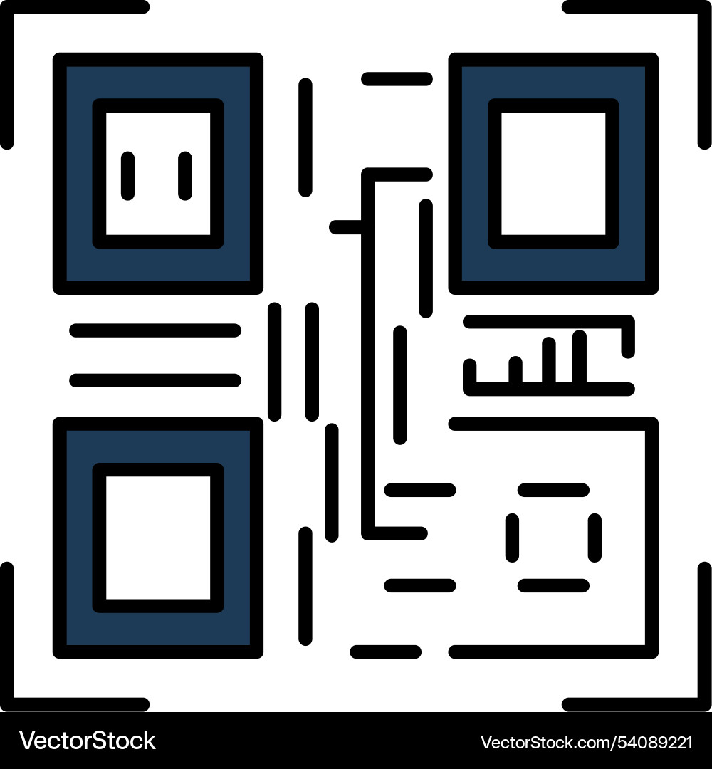 Qr code line filled icon design vector image