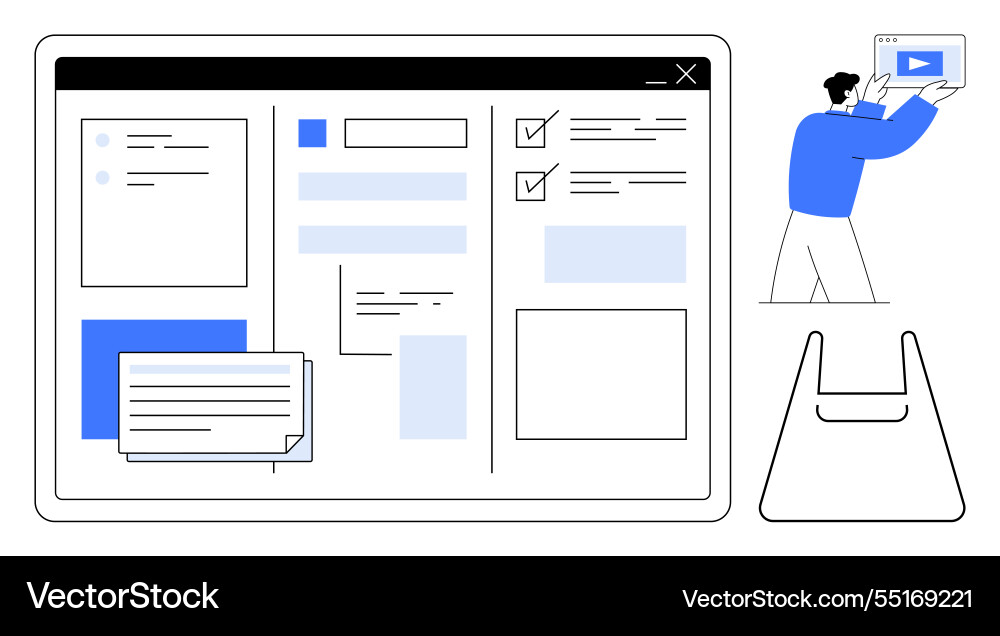 User interface design concept with man organizing vector image