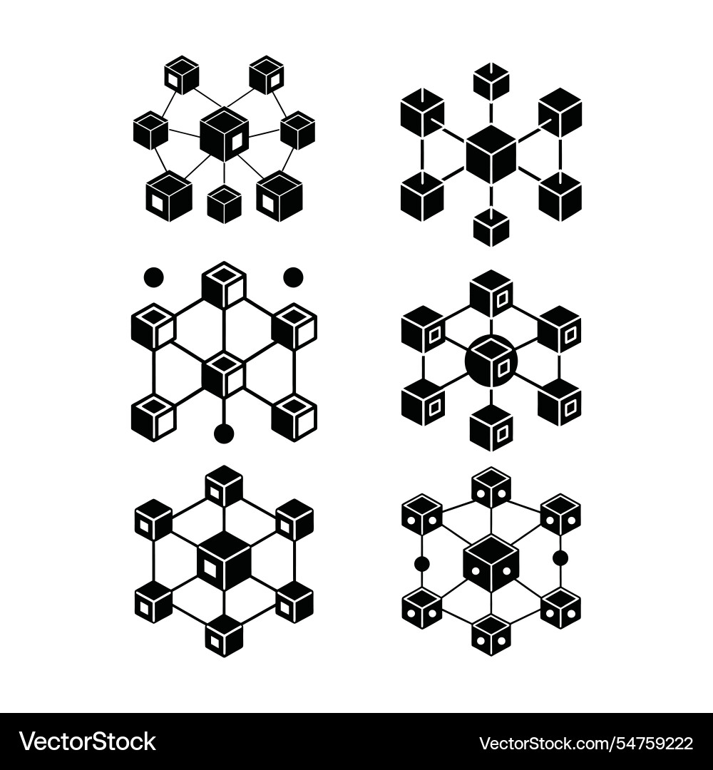 Blockchain network with connected nodes icon vector image