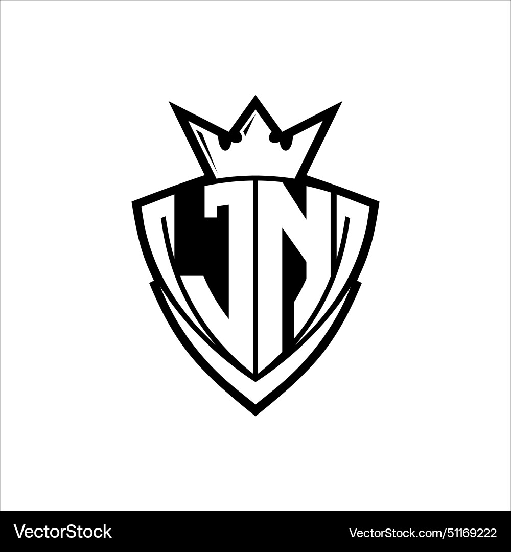 Jn letter logo with sharp triangle shield shape Vector Image